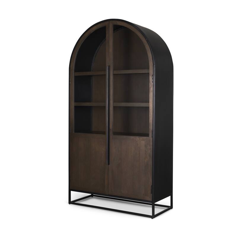 Sloan Black/ Dark Brown Arched Display Dining Cabinet - 80"H Dark Brown