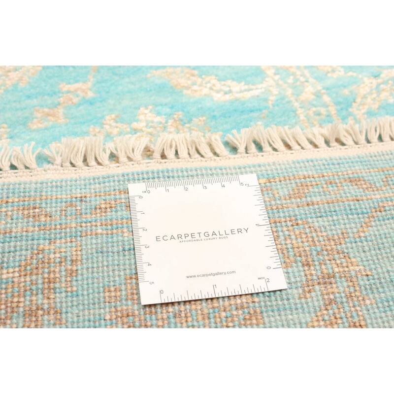 ECARPETGALLERY Hand-knotted Heritage Turquoise Silk, Wool Rug - 2' 7" x 14'