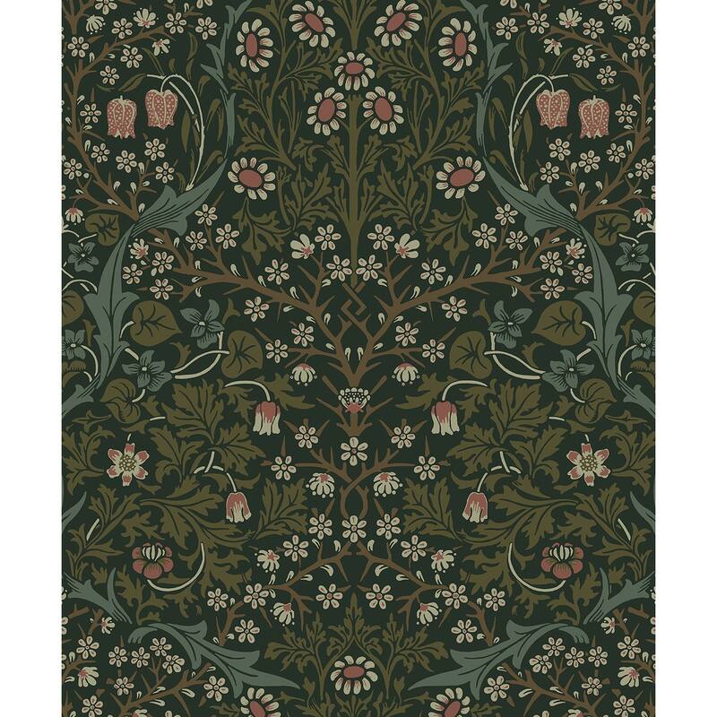 NextWall Victorian Garden Floral Peel and Stick Wallpaper - 20.9 in. W x 18 ft. L - Greenery