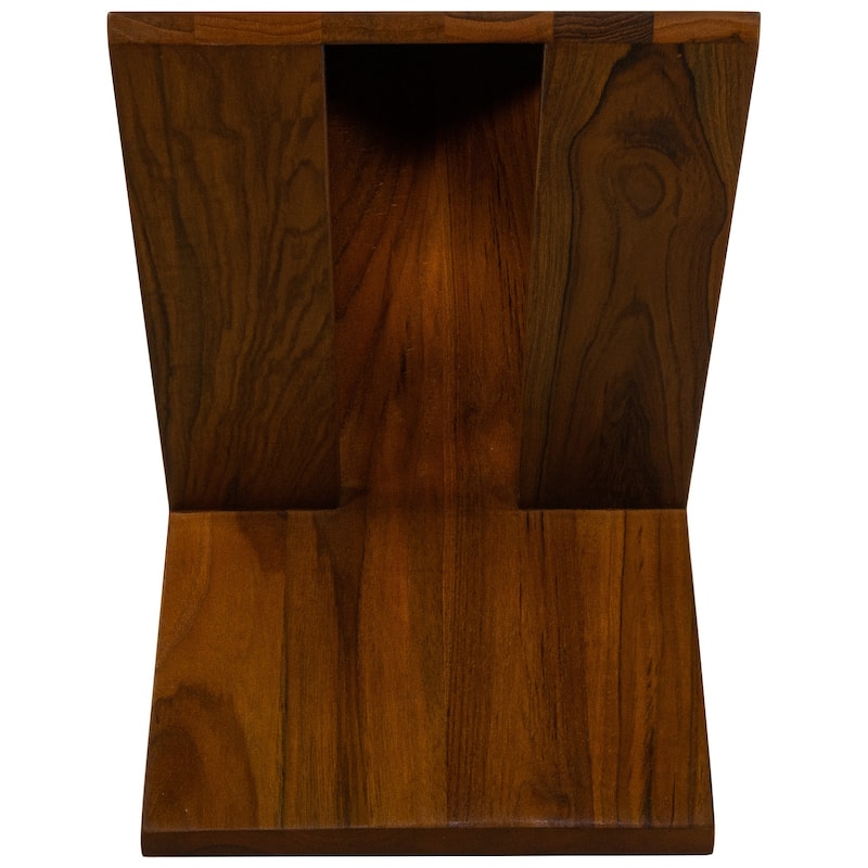 Nordic Style Teak Slatted Stool and End Table - 11.8" L x 15.7" W x 17.7" H