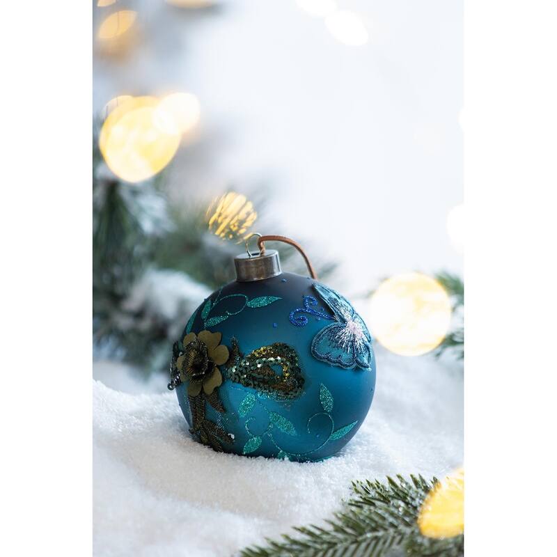 D4.7" Christmas Ball Ornaments, Glass Decorative Hanging Ball Christmas Tree Ornaments for Holiday Decorations, Set of 4