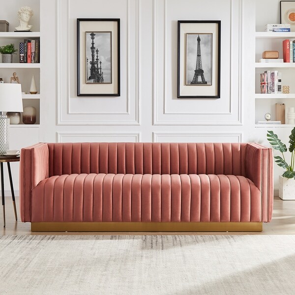 Atsom Mid Century Modern Luxury Velvet Couch On Sale Bed Bath Beyond 36415262