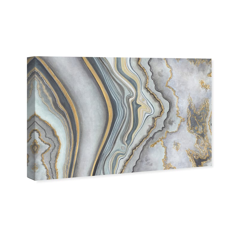 Wynwood Studio Canvas Abstract Beautiful Grey Gray and Metallic Gold Modern & Contemporary Wall Art Canvas Print