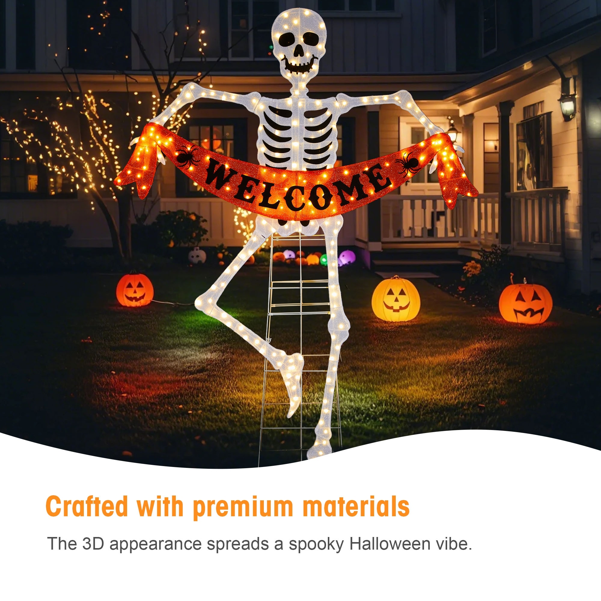 Glitzhome 7ft Pre-lit Halloween 2D Skeleton Outdoor Decor