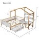 preview thumbnail 6 of 8, Wooden Full Size House Platform Bed Frame with Drawer, Desk and Bookshelf