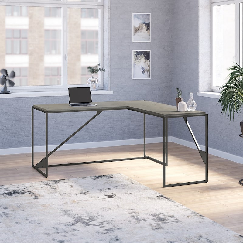 Bush Furniture Refinery 62W L Shaped Industrial Office Desk