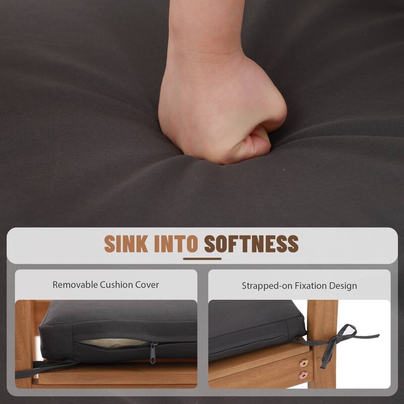 Outdoor Stackable Acacia Wood Dining Chair with Cushion