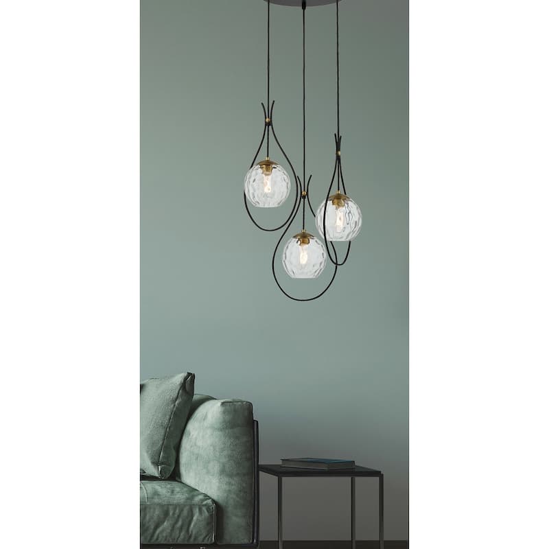 Minka Lavery 1533 Cody 3 Light 19" Wide Pendant with Clear Water Glass