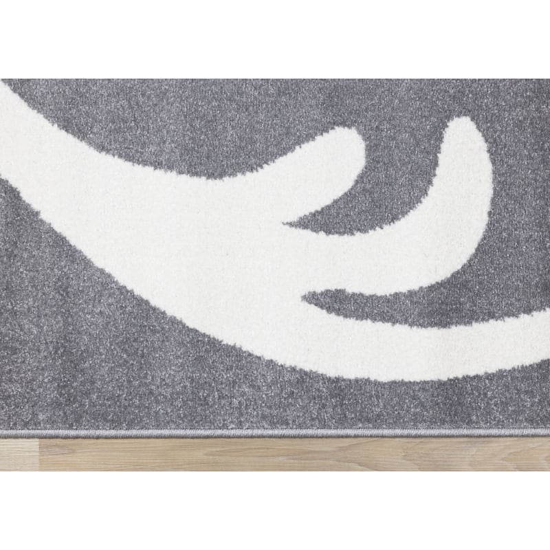 Covington Collection - Grey/Cream Damask Swirl Rug