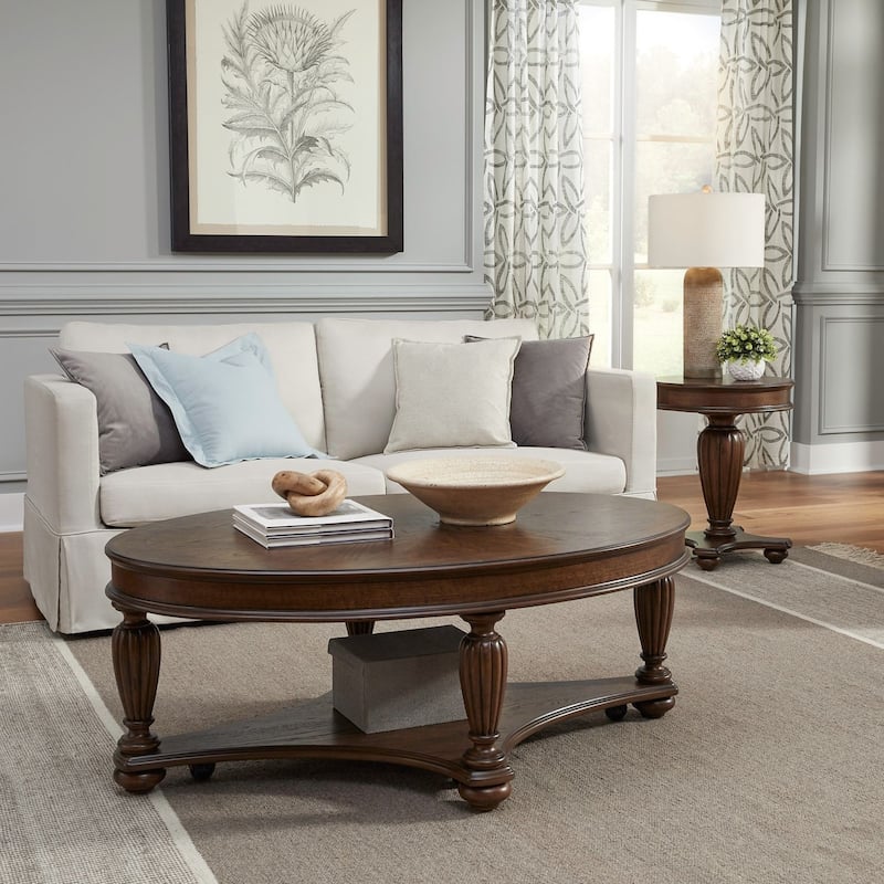 Liberty Furniture Allington Oval Cocktail Table, End Tables - Various Options - Oval Cocktail Table and Two Round End Tables