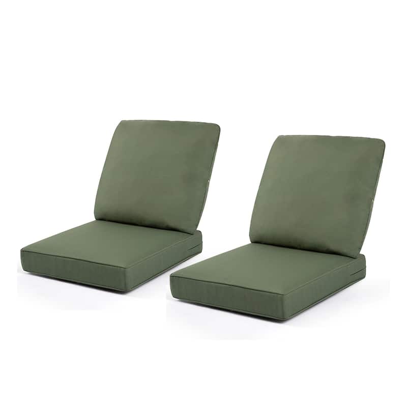 24 x 22 in. 2-Piece Deep Seating Outdoor Lounge Chair Cushions - Green
