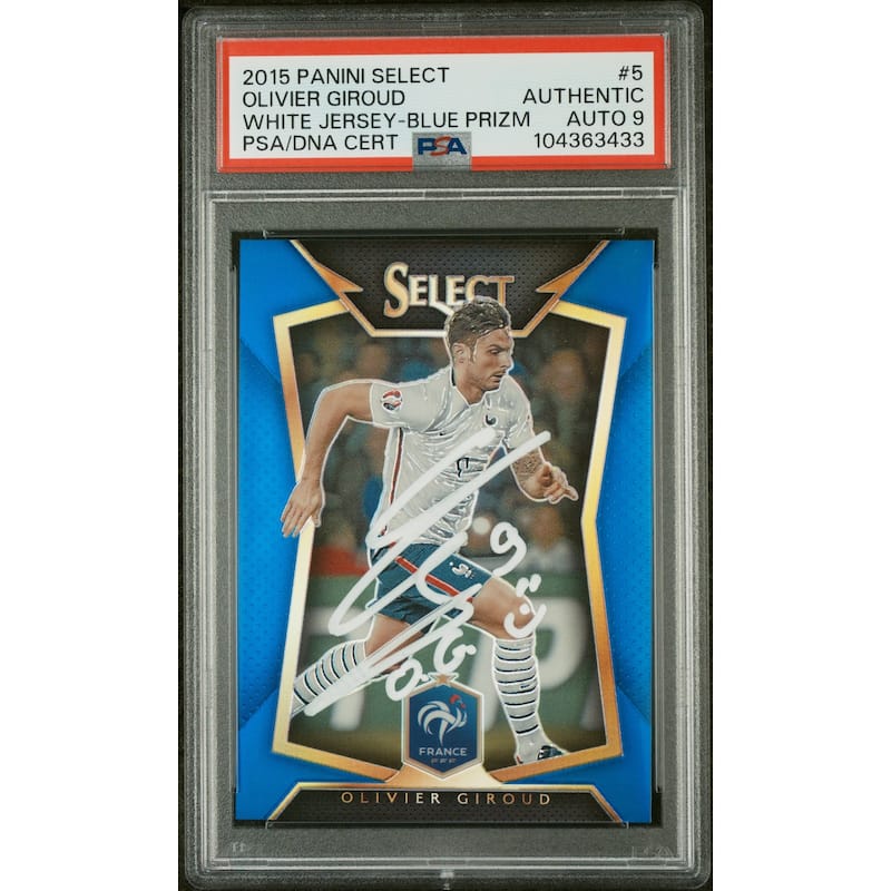 Olivier Giroud 2015 Panini Select Blue Prizm Card #5 Auto Graded PSA 9 228/299 - 8' x 11'