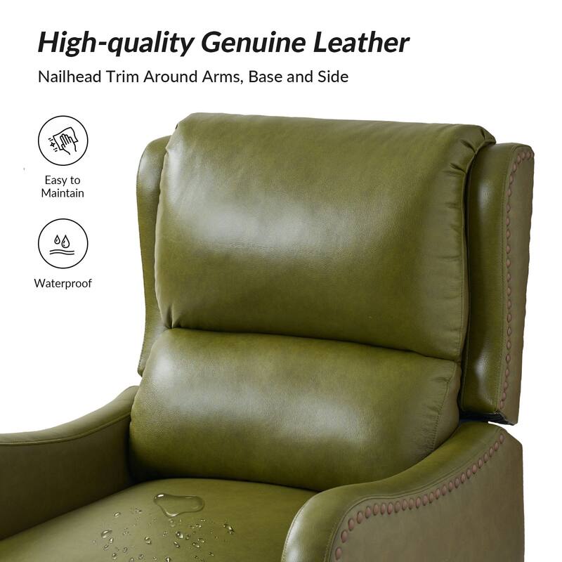 Brigida Modern Genuine Leather Nailhead Trim Recliner with Adjustable Footrest Set of 2 by HULALA HOME
