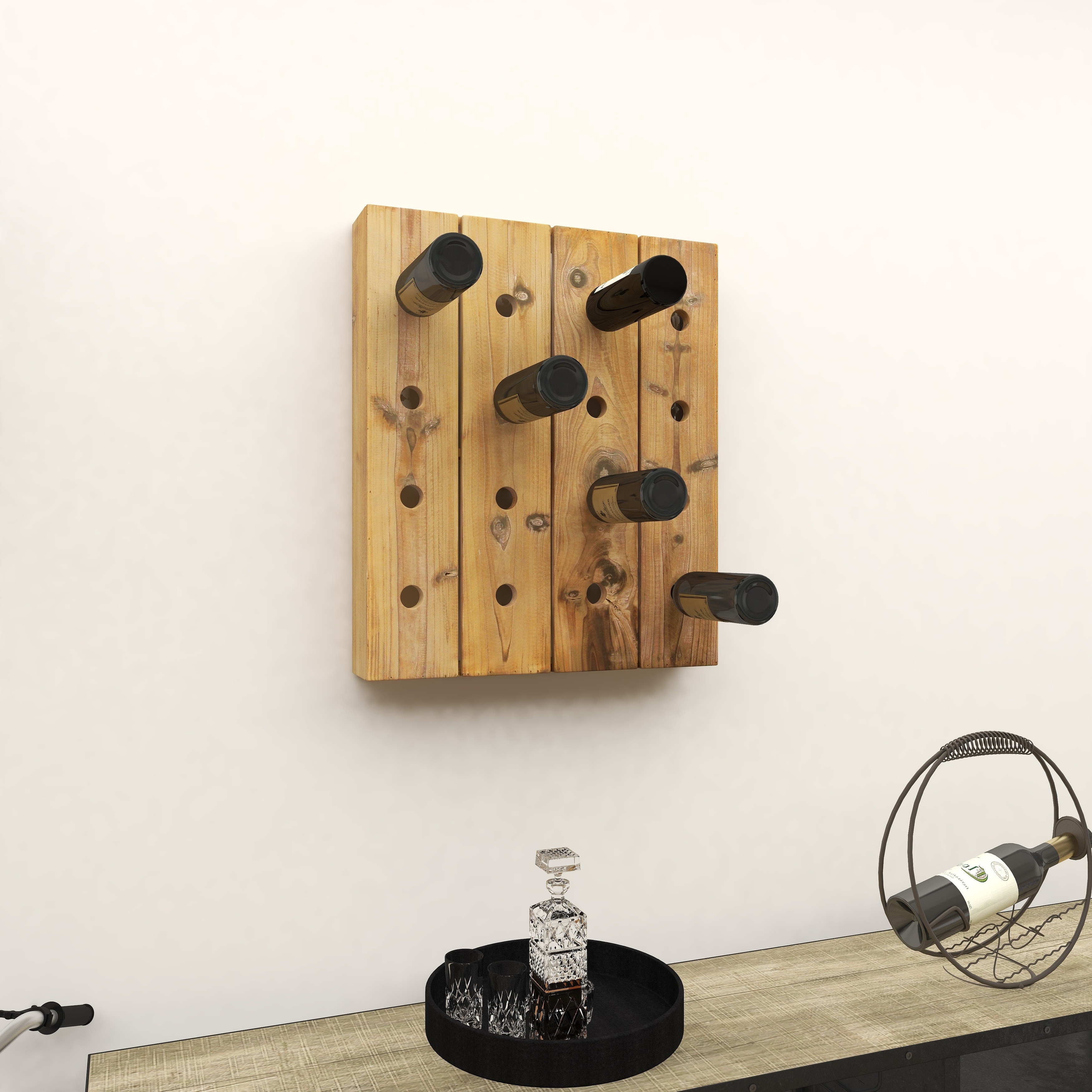 Brown Wood Rustic Farmhouse Wall Peg Wine Rack Collection Bed Bath Beyond 20306443