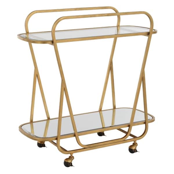 slide 2 of 6, Uttermost Swain Brass Serving Cart - 35.75" H x 35.75" W x 16.5" D