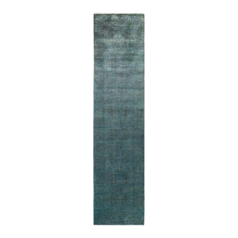 Fine Vibrance, One-of-a-Kind Hand-Knotted Runner Rug - Gray, 2' 8" x 11' 8" - 2' 8" x 11' 8"