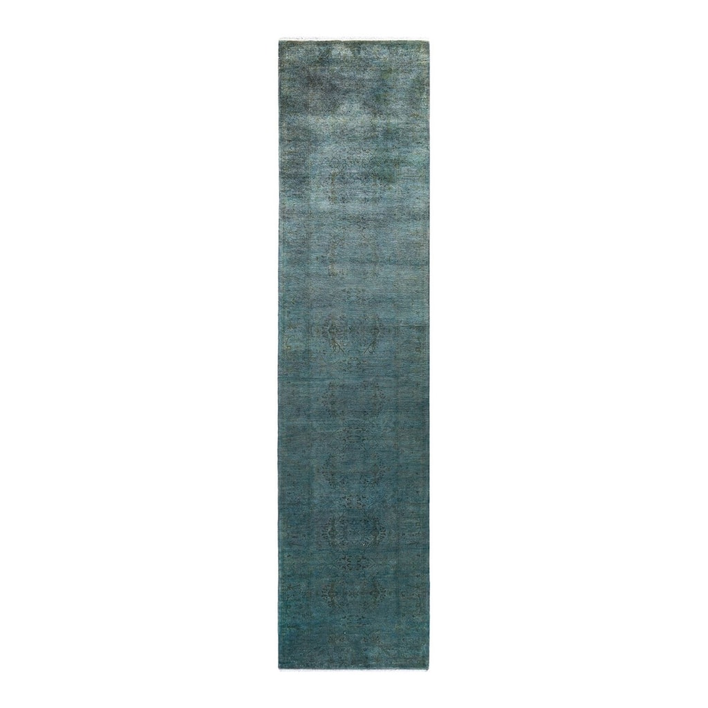 Fine Vibrance, One-of-a-Kind Hand-Knotted Runner Rug - Gray, 2' 8" x 11' 8" - 2' 8" x 11' 8"