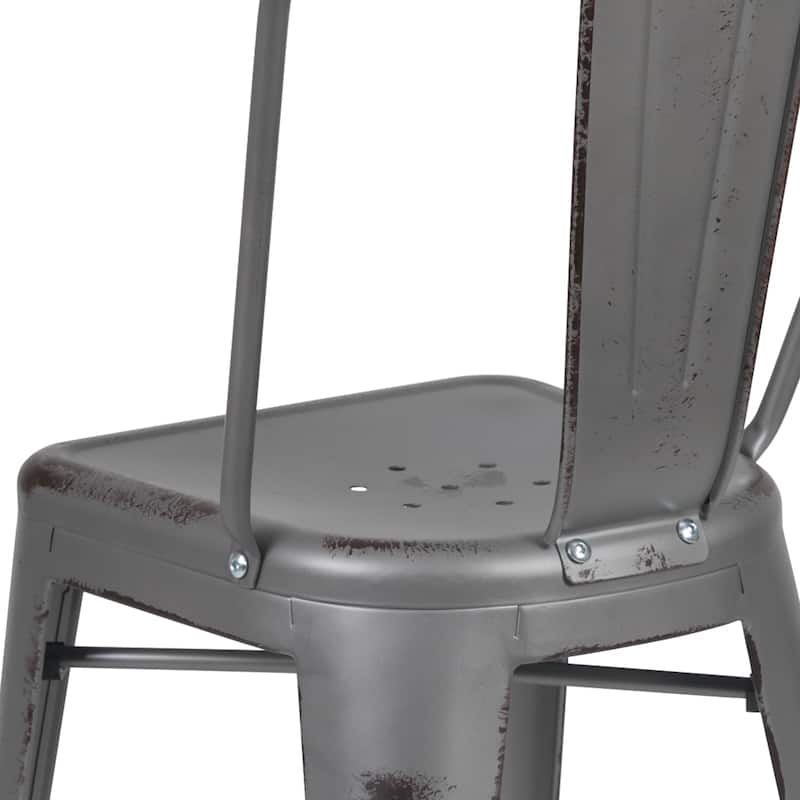 Distressed Metal Indoor/ Outdoor 24-inch Counter Stools (Set of 4)