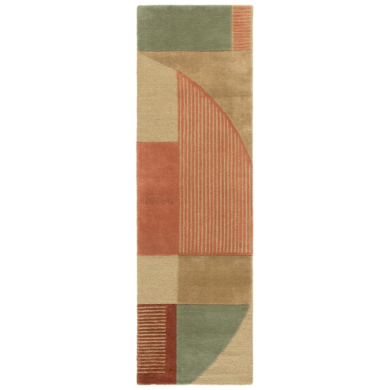 SAFAVIEH Handmade Fifth Avenue Valeriane Mid-Century Modern Viscose Rug - 2'3" x 8' Runner - Green/Pink