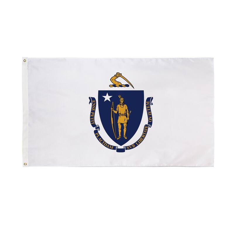 State of Massachusetts Double Sided Estate Flag w/ 2 Grommets, 3'x5'