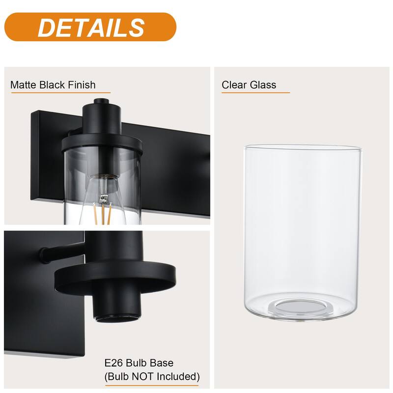 5 Light Bathroom Vanity Lighting with Clear Glass Shade