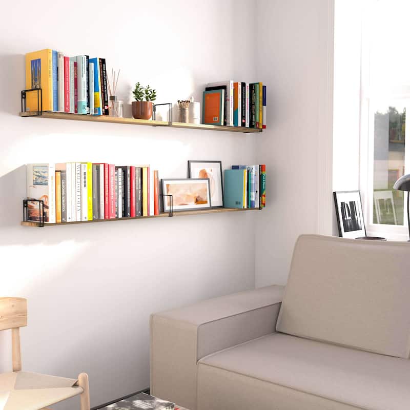 Wallniture Avila 60 inch Floating Shelf, Hanging Book Shelves for Wall, Kitchen Shelves Wall Mounted, Book Shelf