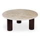 preview thumbnail 8 of 8, NADAAL STUDIOS Harper, Coffee Table Stone Top with Mango Wood Base - 42 X 42 X 16.14