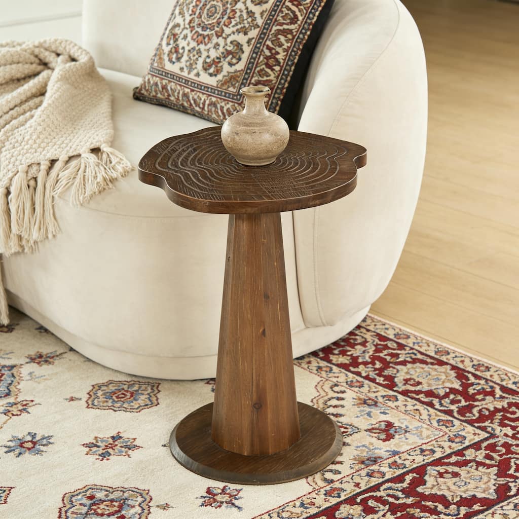 19.69" Solid Wood Stump Side Table, Rustic Nightstand