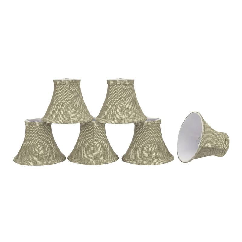 Aspen Creative Bell Chandelier Clip-On Lamp Shade (6 Pack), Light Beige, (3" x 6" x 5")