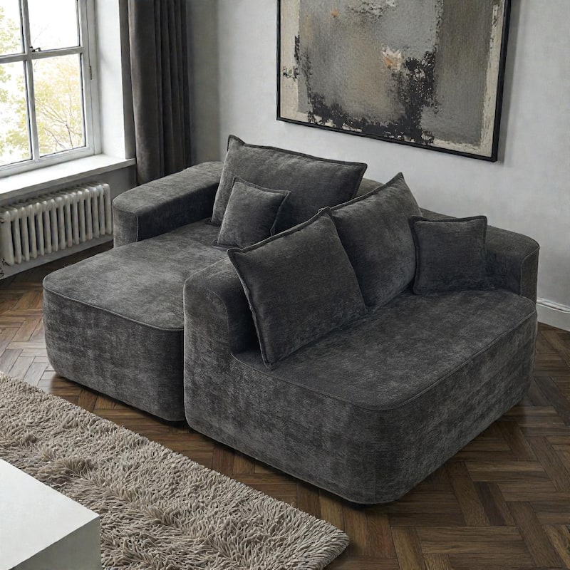 104 Inch L Shaped Sectional Sofa Cloud Couch with Chaise, Extra Deep Seat, No Assembly Modular Corner Sofa