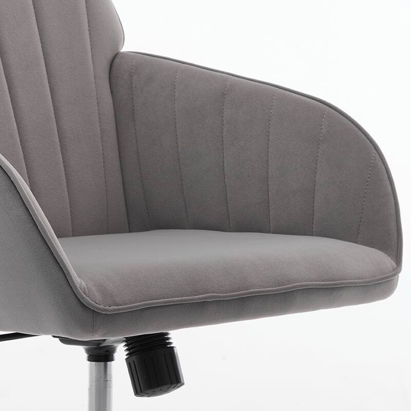 Velvet Home Office Chair, Ergonomic Swivel Study Desk Chair, Upholstered Vanity Chair with Backrest Seat and Metal Base - N/A