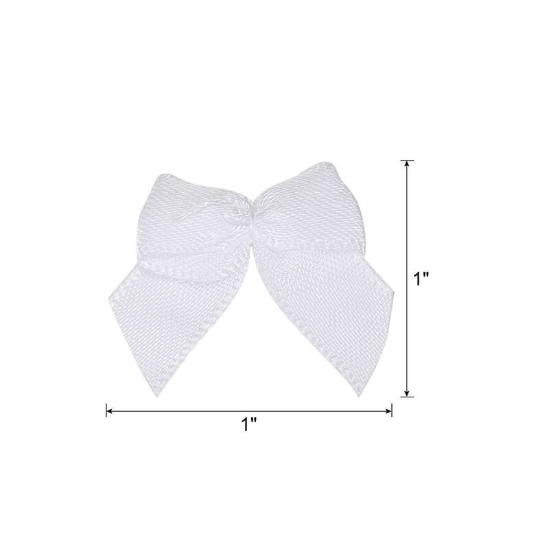 100Pcs Mini Ribbon Bows 1" Mini Fabric Satin Ribbon Flower Bows - White