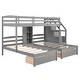 preview thumbnail 13 of 12, Triple Bunk Beds with Stairs & Drawers, Space-Saving Design, Twin Wooden Bunk Bed Frame w/Built-in Shelves for Kids Teens Adults