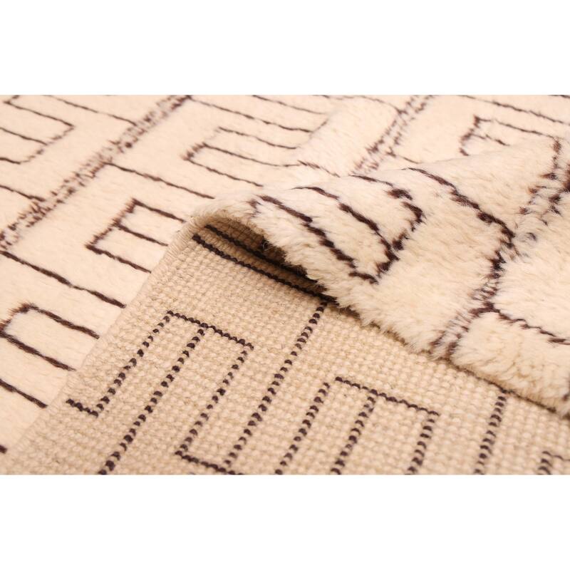 ECARPETGALLERY Hand-knotted Pak Finest Marrakesh Cream Wool Rug - 2'8 x 13'0