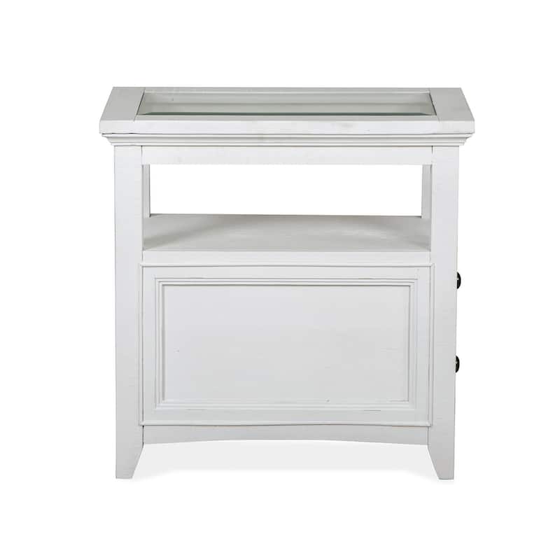 Magnussen Home Heron Cove Chalk White Chairside End Table - 15''W x 24''D x 24''H