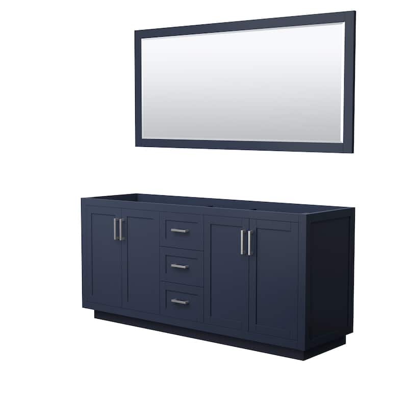 Wyndham Collection Miranda 71" Double Free Standing Vanity Cabinet - - Dark Blue / Brushed Nickel Hardware