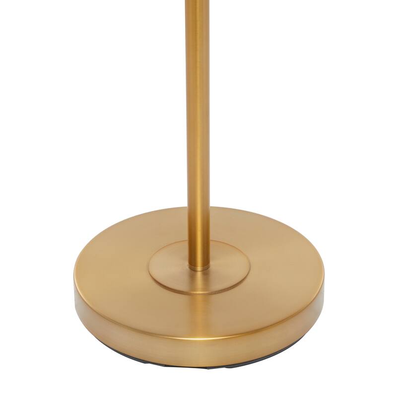 Blue Fabric Ribbed Room Floor Lamp with Velvet Shade and Gold Accents