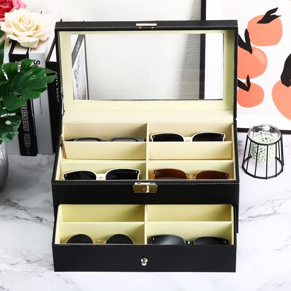 Kurtzy Afsluitbare Zonnebrillen Display Organiser Kast - 2 Laags en 12