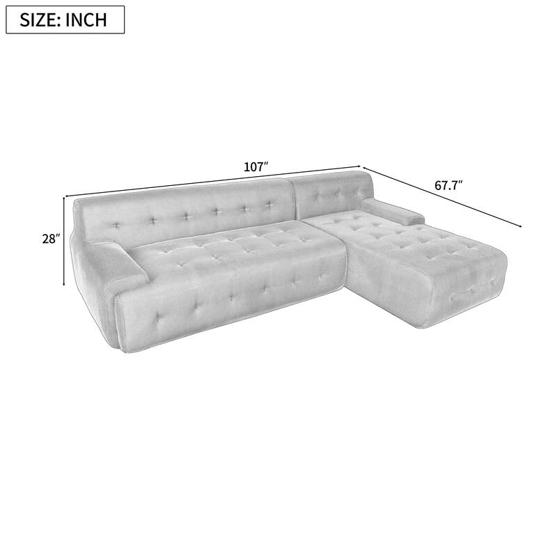 107" Polyester Mesh L-Shaped Modular Sectional Sofa with Deep Seat & Pocket Springs