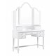 preview thumbnail 5 of 4, Furniture of America Izabel White Traditional 5-Drawer 3-Piece Makeup Vanity Set with Tri-fold Mirror