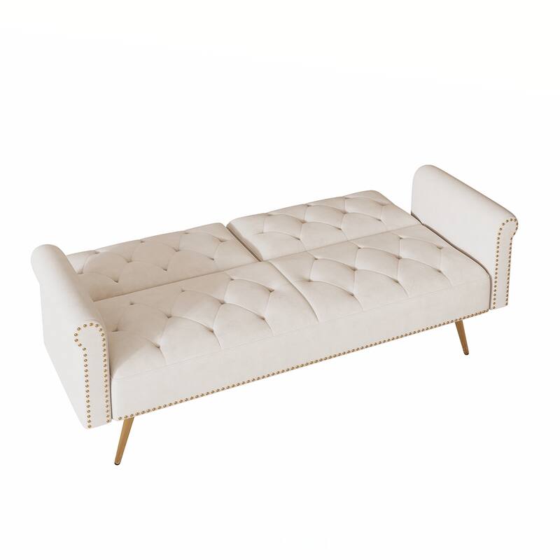 Velvet Tufted Back With 3 Pillow
