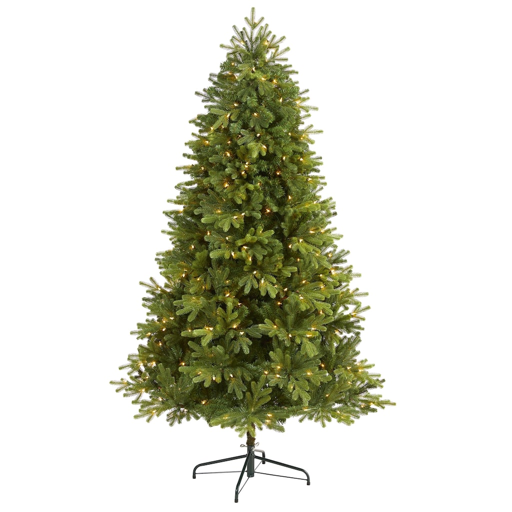 6.5' Pre-Lit Full Washington Fir Artificial Christmas Tree, Clear LED Lights - 6.5 Foot