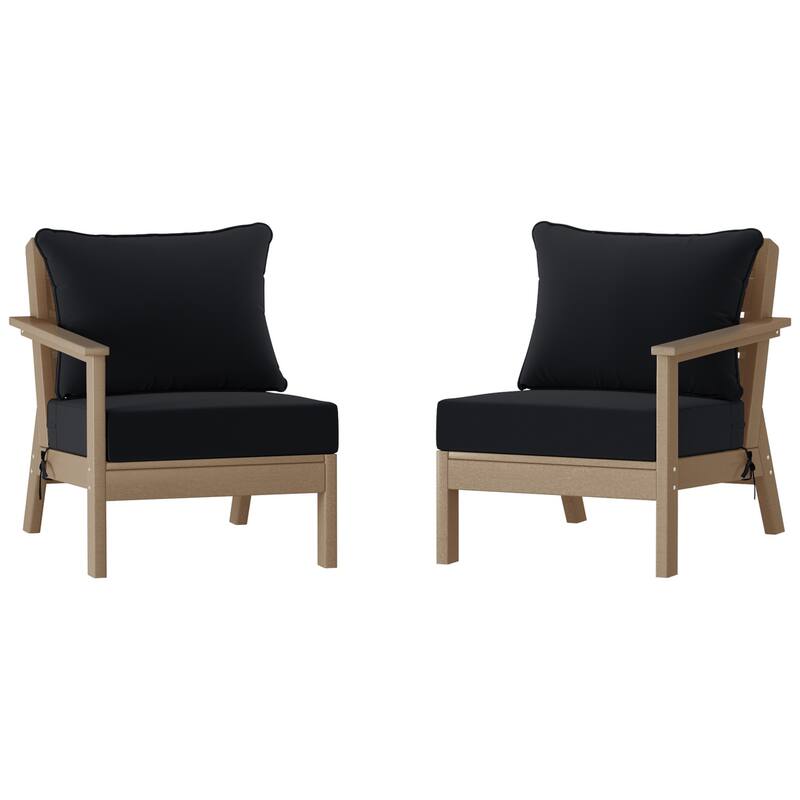 Polytrends Birchwood All Weather HDPE Outdoor Patio Deep Seating Weathered Wood Loveseat (2-Piece)