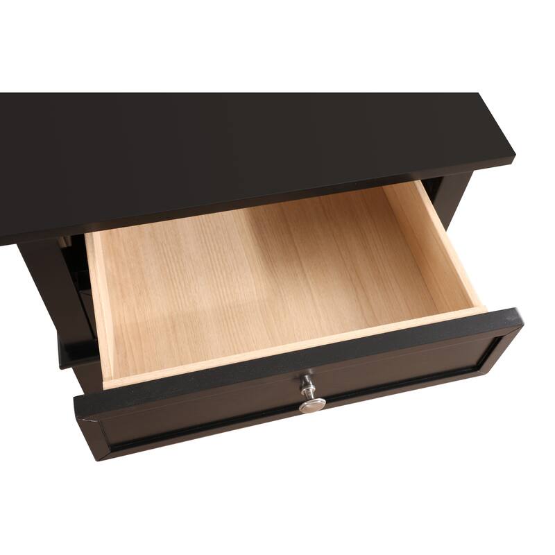 Black Nightstand 28x22x16 Sleek Contemporary Bedside Table with Open Shelf Storage, Minimalist Modern Bedroom Accent