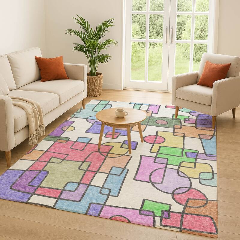 Machine Washable Indoor/ Outdoor Contemporary Prenner Chantille Rug