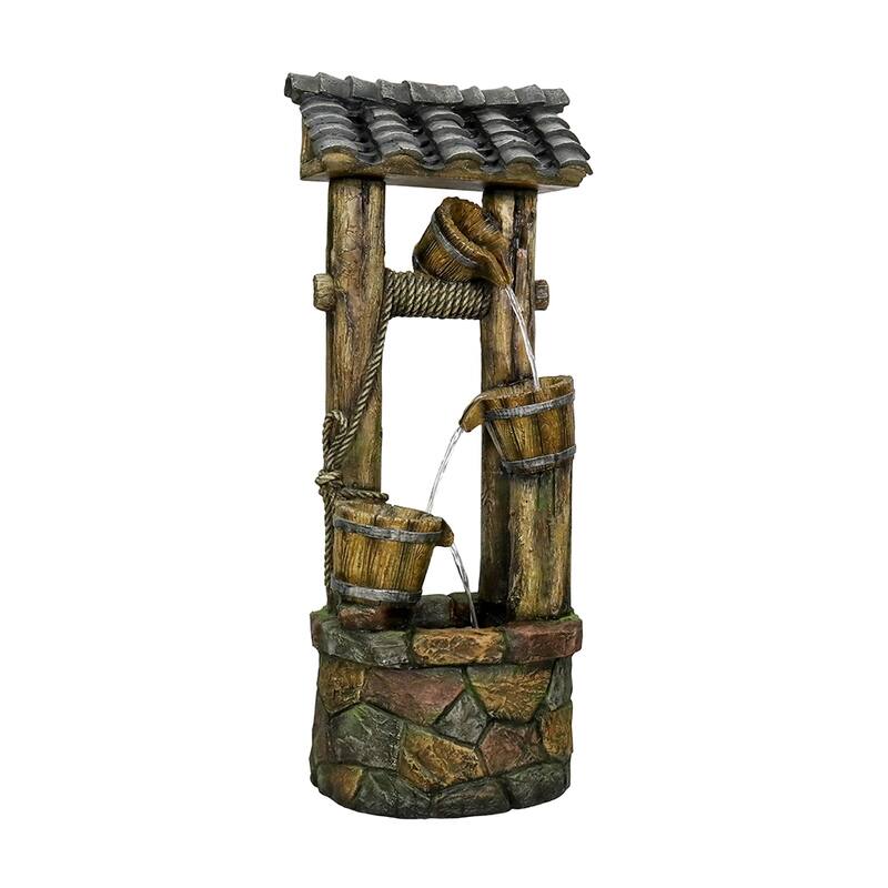 39.3in High Outdoor Water Fountain w/ LED Lights Floor Water Fountain