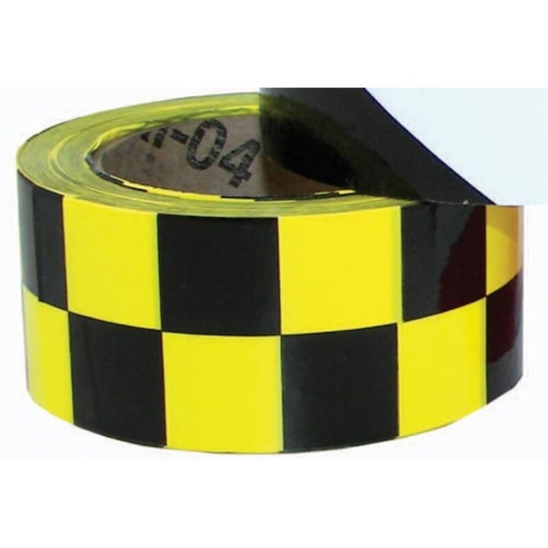 Yellow Checkerboard Vinyl Tape 2 x 36 yard Roll Black 