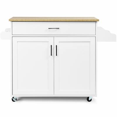 Rolling Kitchen Island Cart with Towel and Spice Rack - 45.5" x 16" x 33.5"(L x W x H)