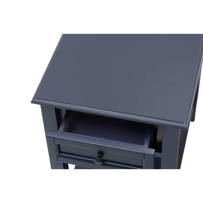 East West Furniture Denison Night Stand - Rectangle Modern End Table with a Drawer for Bedroom, 24x19 Inch, (Finish Options)