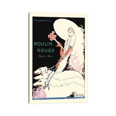 iCanvas "Moulin Rouge Music Hall Programme - Paris Qui Tourne, 1920s" by Charles Gesmar Canvas Print